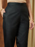Janasya Women's Black Cotton Blend Yoke Design Straight Kurta Set